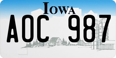 IA license plate AOC987