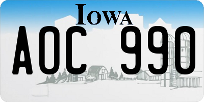 IA license plate AOC990