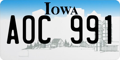IA license plate AOC991