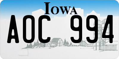 IA license plate AOC994