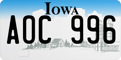 IA license plate AOC996
