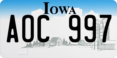 IA license plate AOC997