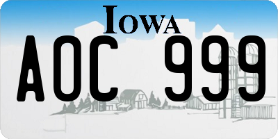 IA license plate AOC999