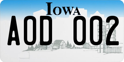 IA license plate AOD002
