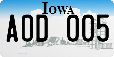 IA license plate AOD005