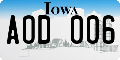 IA license plate AOD006