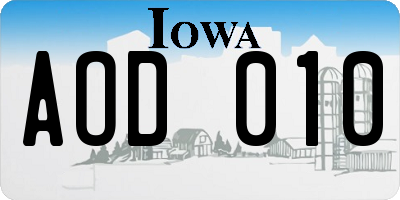 IA license plate AOD010