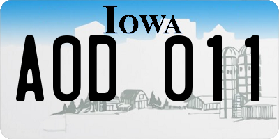 IA license plate AOD011