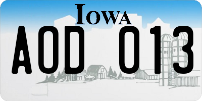 IA license plate AOD013