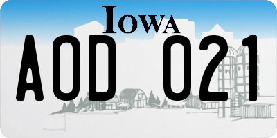 IA license plate AOD021