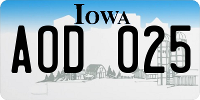 IA license plate AOD025