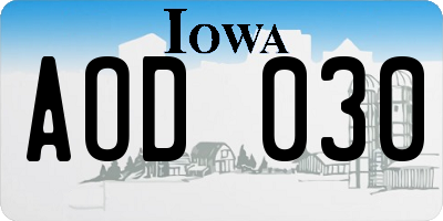 IA license plate AOD030