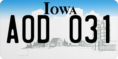 IA license plate AOD031