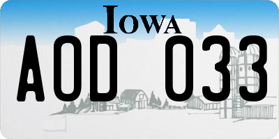 IA license plate AOD033
