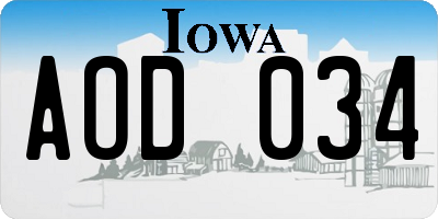 IA license plate AOD034