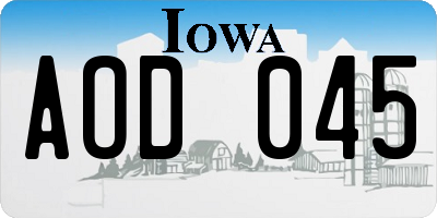 IA license plate AOD045
