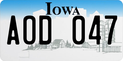 IA license plate AOD047