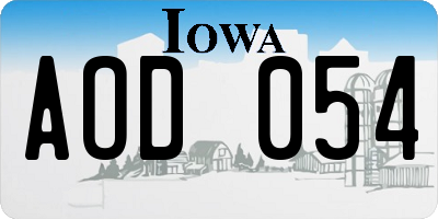 IA license plate AOD054