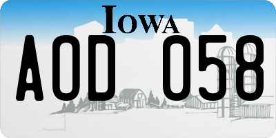 IA license plate AOD058