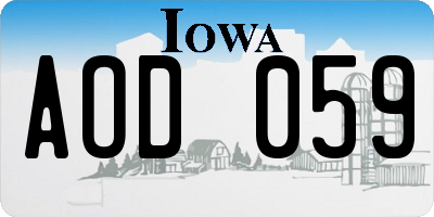 IA license plate AOD059
