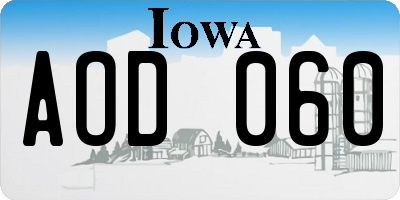 IA license plate AOD060