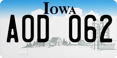 IA license plate AOD062