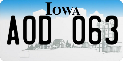 IA license plate AOD063
