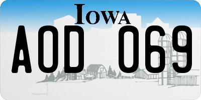 IA license plate AOD069