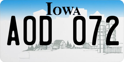 IA license plate AOD072