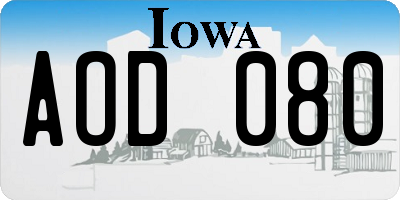 IA license plate AOD080