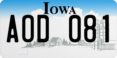 IA license plate AOD081