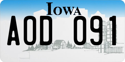IA license plate AOD091