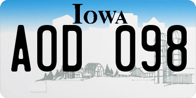 IA license plate AOD098