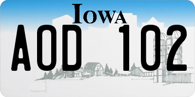 IA license plate AOD102