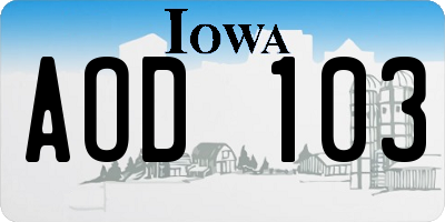 IA license plate AOD103