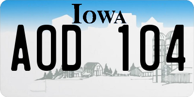 IA license plate AOD104