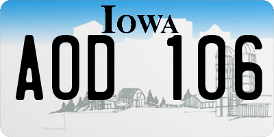 IA license plate AOD106
