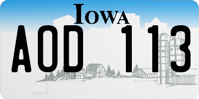 IA license plate AOD113