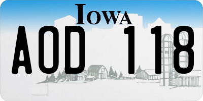 IA license plate AOD118