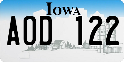 IA license plate AOD122