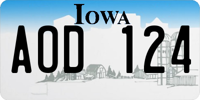 IA license plate AOD124