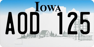 IA license plate AOD125