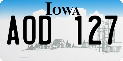 IA license plate AOD127
