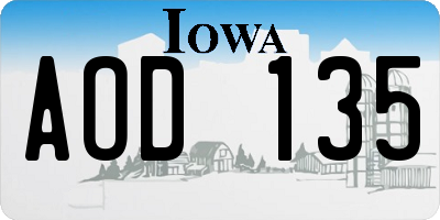 IA license plate AOD135