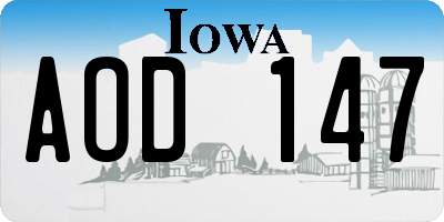 IA license plate AOD147