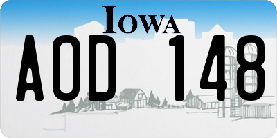 IA license plate AOD148