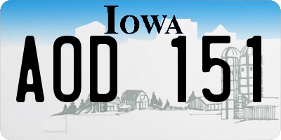 IA license plate AOD151