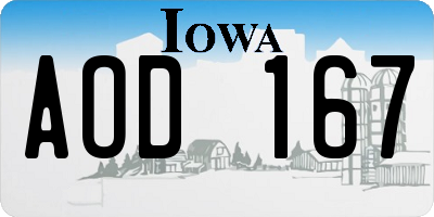 IA license plate AOD167
