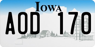 IA license plate AOD170