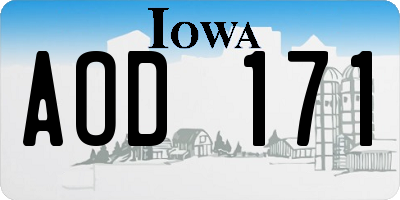 IA license plate AOD171